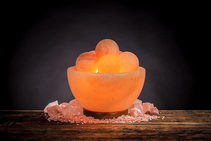Spantik Himalayan Fire Bowl Salt Lamp with 6 Massage Balls Premium Quality Authentic from Pakistan
