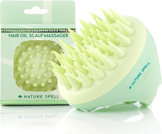 Nature Spell Scalp Massager & Scrubber, Soft Silicone Bristles, Oil Applicator & Exfoliator for Wet and Dry Hair