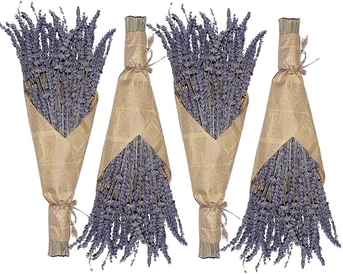 Cedar Space Lavender Dried Flowers 4 Bunches Dried Lavender Ideal Home Fragrance Products for Home Decorations, Wedding, Party, Photography & Flower Arrangements, Total Length 16 Inches