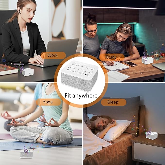 LUXSWAY Sound Machine, White Noise Machine with 10 Natural Soothing Sounds, Volume Control & 3 Timers Setting, Memory Function Sleep Machine for Baby Kids Adults & Home Office Travel