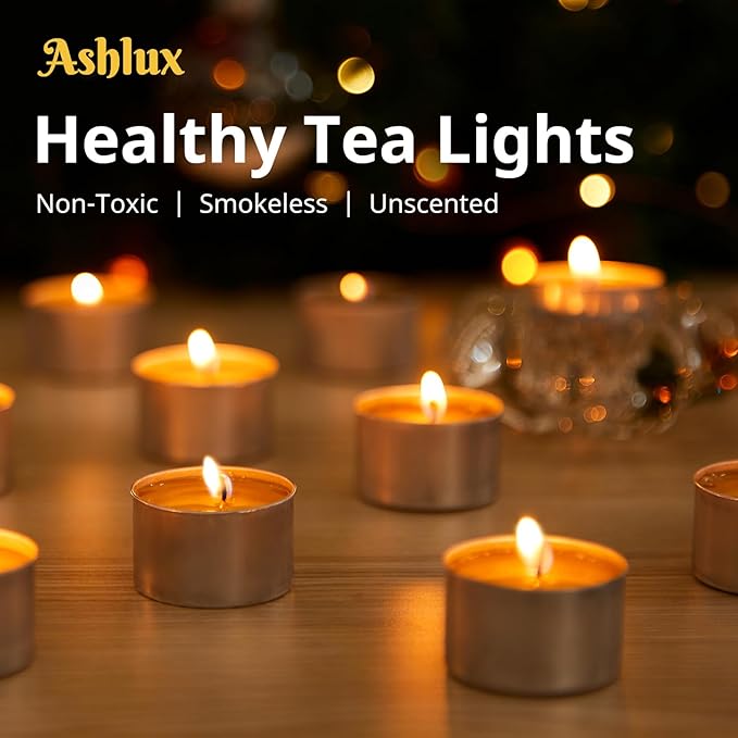 Unscented Palm Tea Lights Candles 300 Pack Bulk, 8 to 9 Hours Long Burning White Tea Lights,Non-Paraffin, Smokeless, Mini Tealight Candles for Wedding, Table Centerpiece, Party, Power Outages