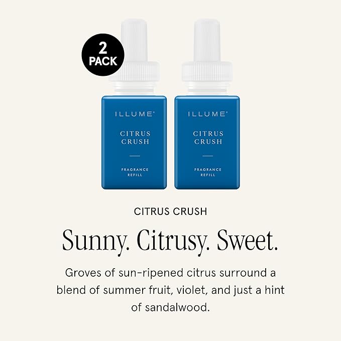 Pura & ILLUME Home Scent Refill - Smart Home Air Diffuser - Up to 120-Hours of Luxury Fragrance per Refill - Spring & Summer Fragrance - 2 Pack, Citrus Crush