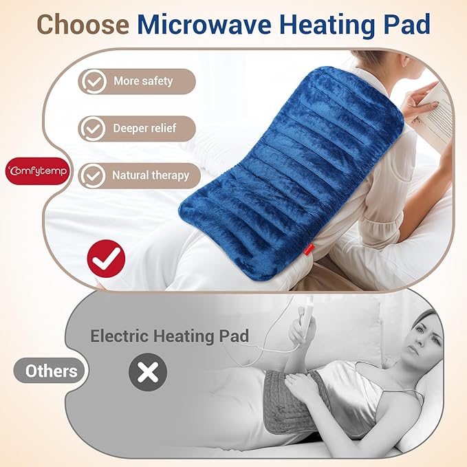 Comfytemp Large Microwave Heating Pad for Back, Neck Shoulders, FSA Eligible, 12"x22" 3.6 LB Microwavable Moist Heating Pads for Period Cramps, Warm Compress Relaxation Comfort Gifts for Women Elderly