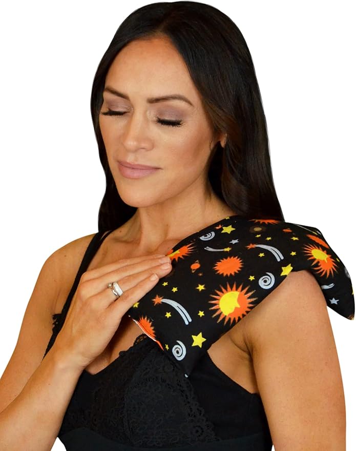 Nature's Approach Basic Herb Pack Rice Heating Pad Microwavable Reusable Heat Pack with Herbal Aromatherapy Fill, Freezer and Microwave Safe for Hot and Cold Therapy, Celestial Black