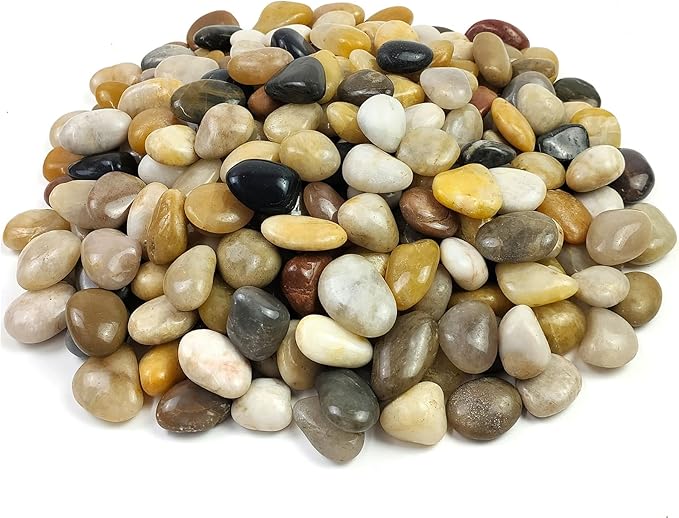 Pebbles for Indoor Plants, Natural Polished River Rocks, Small Decorative Mixed Color Stones for Planters Vase Fish Tank Aquariums Landscaping Garden, 2lbs