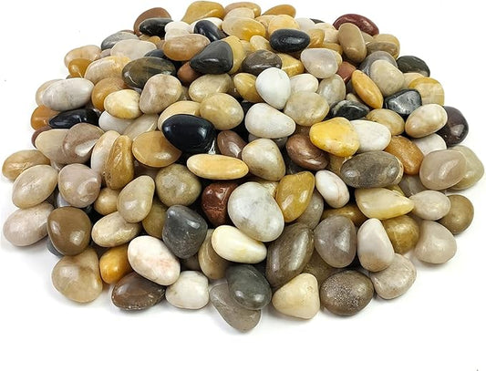 Pebbles for Indoor Plants, Natural Polished River Rocks, Small Decorative Mixed Color Stones for Planters Vase Fish Tank Aquariums Landscaping Garden, 5lbs