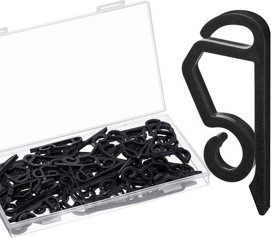 Marsui 60 Pieces Christmas Light Clips Outdoor Gutter Hooks Plastic Seasonal Weatherproof Clips Holiday Fence Hooks for Christmas Roof Tree Outside Hanging String Lights (Black)