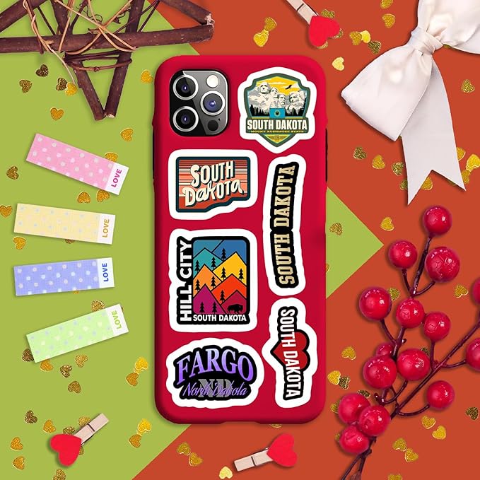 BulbaCraft Dakota Stickers for Water Bottle and Laptop - Dakota Party Favors & Decorations, Waterproof Vinyl Decals, State Pride and Icon Stickers, Gifts for Women & Men