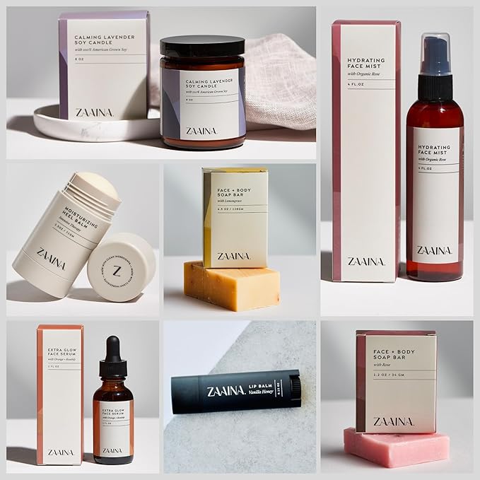 ZAAINA Spa Gift Set for Her - Relaxation Spa Kit for Women, Pampering At Home Bath and Body Self Care Spa Package, Luxury Spa Birthday Gifts for Women (PREMIUM Spa Set w/ Candle)