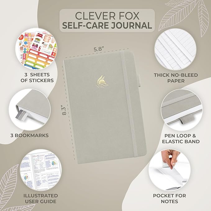 Clever Fox Self-Care Journal – Daily Reflection Notebook – Mental Health & Personal Development Planner, Meditation & Mood Log, A5 (Foggy Alps)