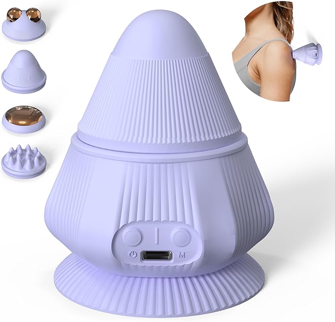 PROIRON Massage Ball with Suction Cup Pinpoint Deep Tissue Muscle Knot & Sore Relief, Vibration & Heating Trigger Point Massage Tool for Back Neck, Self-Massage Tool,4 Massage Heads