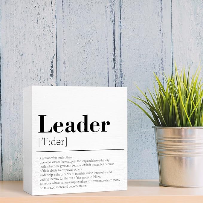 Gifts for Boss,Leader Definition Wooden Block Sign Desk Decor,Thank You Gift Going Away Gift Goodbye Gifts for Boss Leader