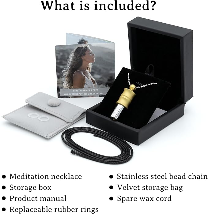 528 Hz Meditation Necklace Breathing Frequency Sound Healing Device by Adjusting The Breathing for Anxiety & Stress Relief Mindfulness