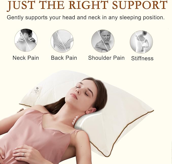 YOUR MOON Organic Wool Pillow King Size, Soft Breathable Support Bed Pillows for Sleeping, Luxury Down Alternative Pillow for Side & Back Sleepers, 100% Cotton Cover, Natural Wool Filling (Off White)