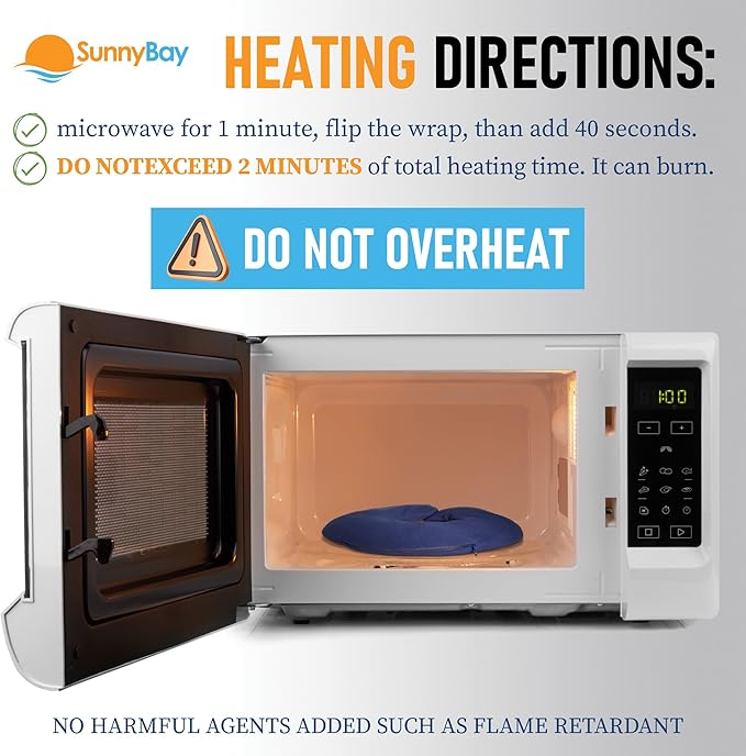 SunnyBay Microwave Heating Pad, Microwavable Heated Neck Pillow for Moist Hot Therapy, Aromatherapy Heated Neck and Shoulder Wrap with Flaxseed and Lavender Filling, 2.5 lbs, Navy Blue