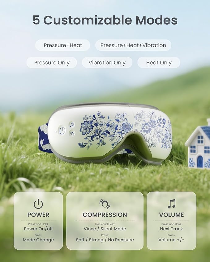 RENPHO Eyeris 1 Eye Massager with Heat, Birthday Gifts for Mom Dad Women Men Her Him, Sleep Mask with Heat Bluetooth Music, Relax Eye