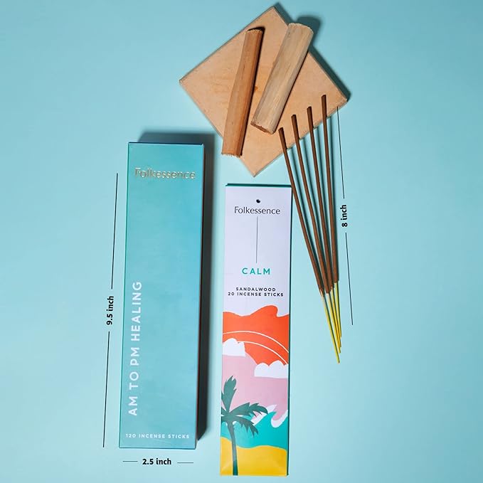 Folkulture Incense Sticks for Home | Set of 6 (120 Non Toxic Insence-Sticks) with 45 Mins Burn Time | Organic Lavender, Palo Santo and Cedar, Patchouli, Sandalwood | Nag Champa Inscents-Sticks