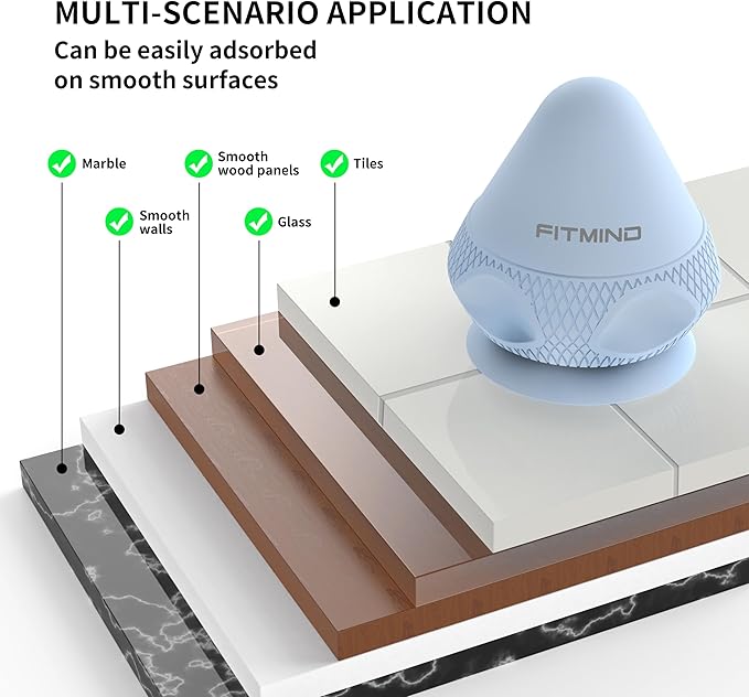 Mountable Self-Massage Ball Handfree with Suction Cup,Deep Tissue Back Sore Muscle Knot Massager,Myofascial Release,Manual Massage Balls, Foot Plantar Fasciitis, Back Stress Relief- Blue