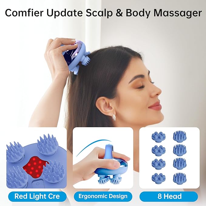 COMFIER Cordless Scalp Massager with 3 kneading Modes,8 Claws, Christmas Gift for Women,Waterproof Head Massage for Deep Cleansing,Head Scratcher,Body Massager,Cat Massage