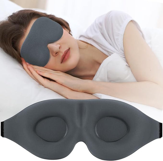 ZGGCD Sleep Mask for Side Sleeper, Light Blocking Sleeping Eye Mask for Women Men, 3D Contoured Cup Night Blindfold, Luxury Eye Cover Eyeshade with Adjustable Strap for Travel, Nap, Grey