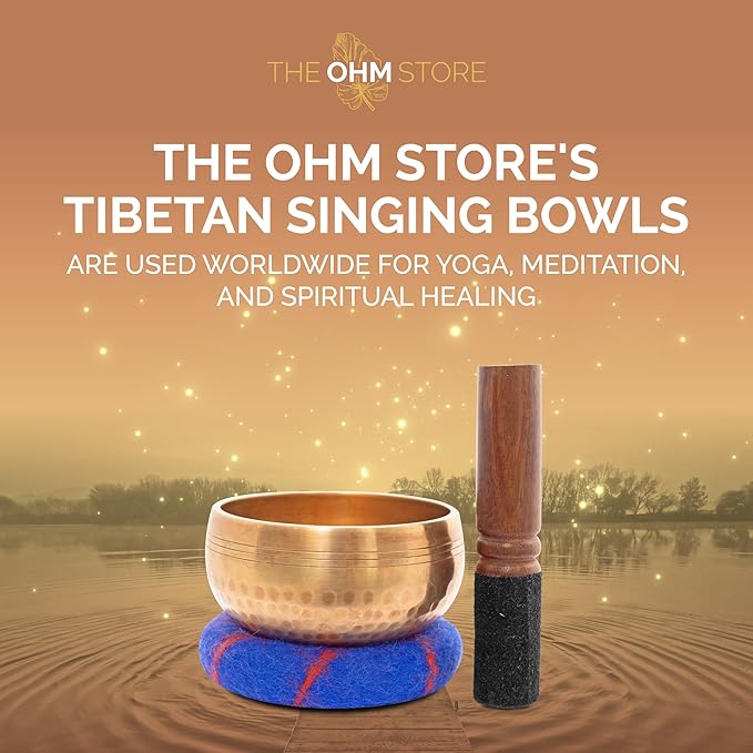 Ohm Store Tibetan Singing Bowl Set — Meditation Sound Bowl Handcrafted (4″)