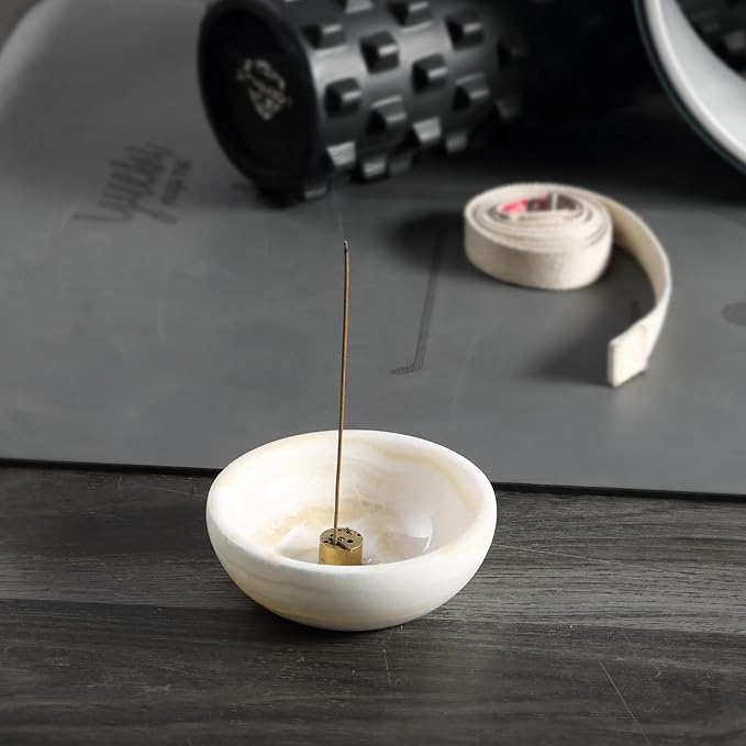 Koville Turkish Natural Marble Incense Holder, Incense Holders for Sticks, Sturdy Incense Burner Ash Catcher, Ideal for Meditation, Relaxing, Easy to Clean