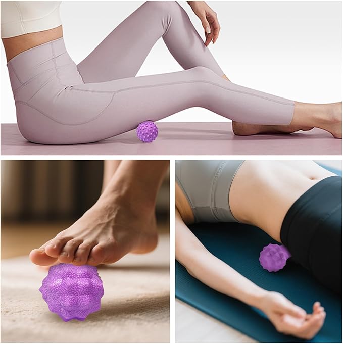 Massage Ball Set, Plantar Fasciitis Relief Foot Pain Therapy - Trigger Point, Heel Spur, Sore Muscle- Back, Arm, Neck, Shoulder, Leg Circulation Roller