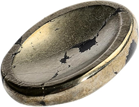 Natural Pyrite Worry Stones – Crystal Thumb Worry Stone for Anxiety, Stress – Relaxing and Soothing Balance Stones for Meditation, Stress Relief – Healing Stones and Crystals for Men and Women
