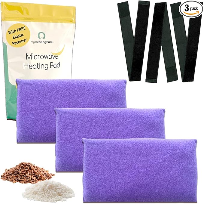 My Heating Pad for a Better Comfort - Moist Microwavable Heating Pads for Joint Pain and Sore Muscles - Microwave Hot Pack Heat Pad for Cramps - Chilled or Heated Pad Therapy Pillow - 3 Packs Purple