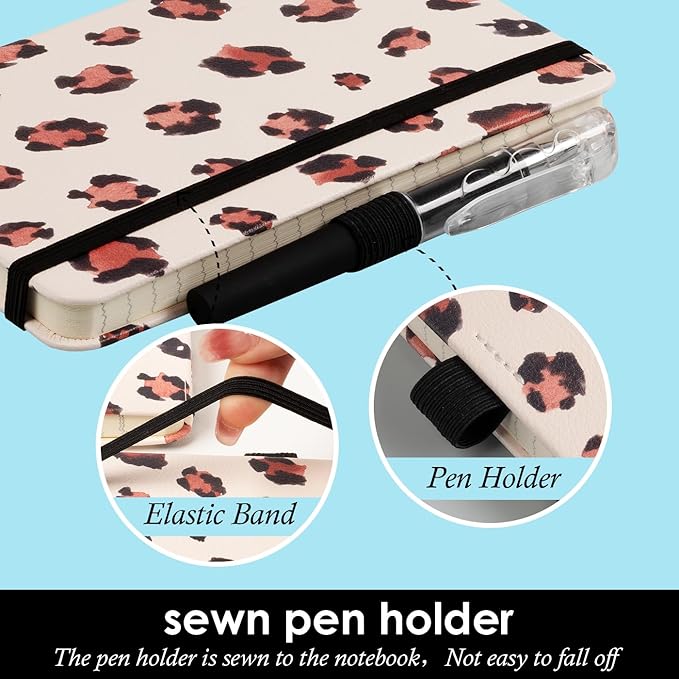 Small Journal Notebook, 3 Pack Mini Pocket Notepad with Pen, A6 (3.7" x 5.7") Leopard Cover Lined Notebook Journals for Women, 100GSM Paper, Prefect for Office Home School Supplies