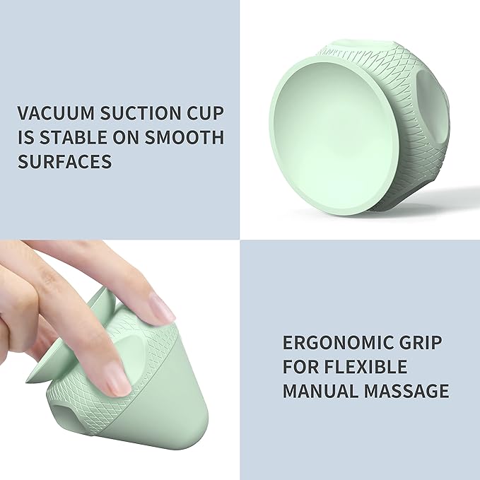 Mountable Self-Massage Ball Handfree with Suction Cup,Deep Tissue Back Sore Muscle Knot Massager,Myofascial Release,Manual Massage Balls, Foot Plantar Fasciitis, Back Stress Relief - Green