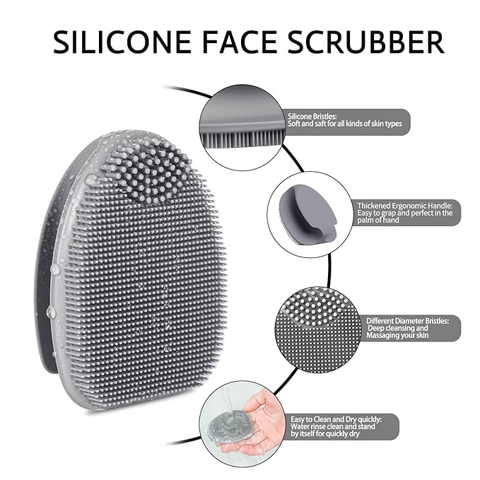 Silicone Face Scrubber,2 Pack Face Scrubber for Women Men, Manual Face Exfoliator Brushes Scrubber,Facial Cleansing Brush for Exfoliating Blackhead Remover Acne Pore Cleansing Massaging