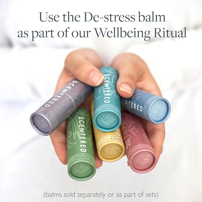 Scentered De-Stress Balm – Aromatherapy Stress Stick with Chamomile & Rosemary – Natural Self-Care Essential Oil roll On – Relaxation Gift for Stress Relief