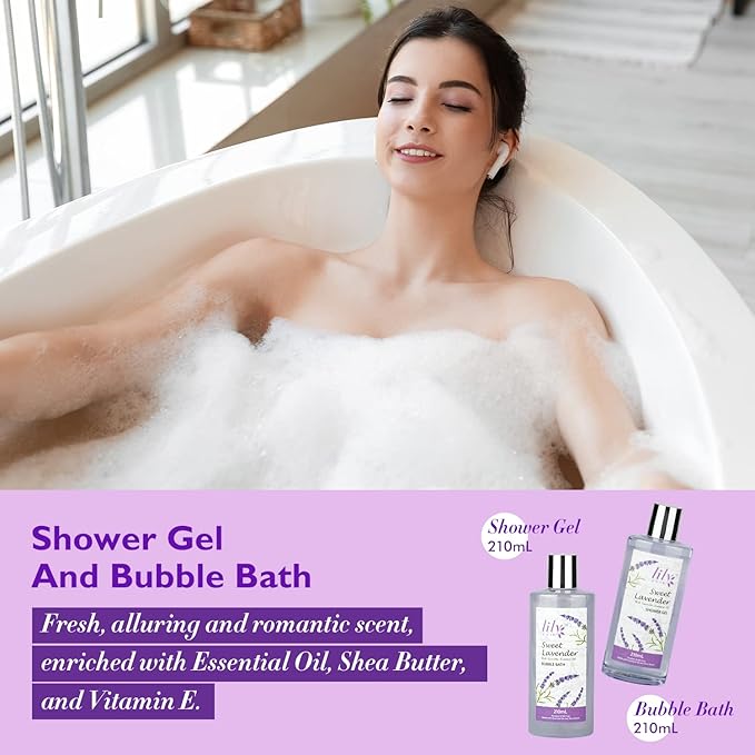 Mothers Day Gifts for Mom - 18-Piece Luxury Bath and Body Gift Set for Women, Lavender Spa Gift Basket with Bath Bomb, Diffuser | Self Care, Christmas Birthday Gifts for Her, Bridal Shower Pamper Kit