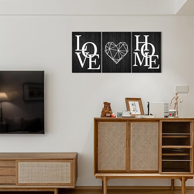 KAWAHONE Home Love Wall Decor- Home Love Poster- Black and White Canvas Painting for Living Room Nordic Decoration Art