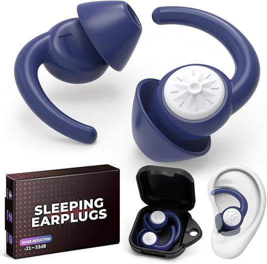 Ear Plugs for Sleeping: Reusable Earplugs for Sleep, Snoring Blocking, Concert, Travel, Airplane, 2 Pairs Washable Soft Silicone Noise Cancelling Ear Plugs (Sapphire Blue)
