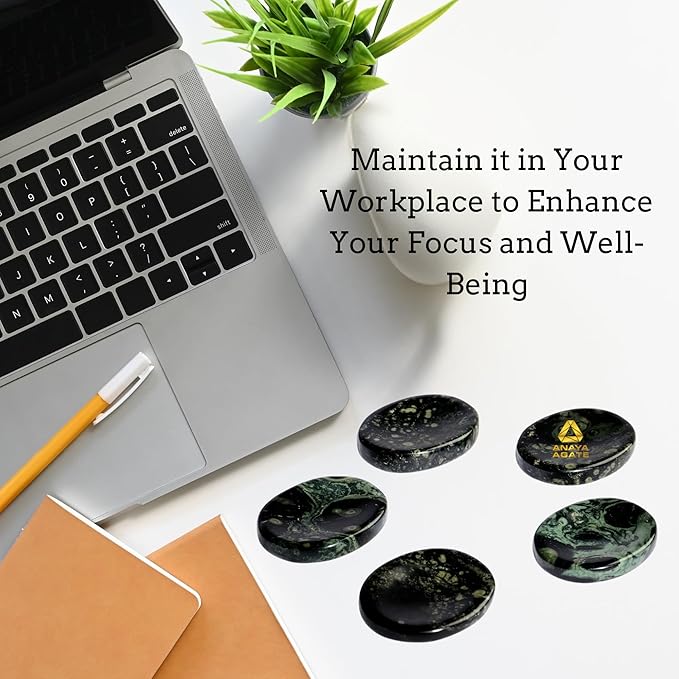 Kambaba Jasper Worry Stones – Crystal Thumb Worry Stone for Anguish, Stress – Relaxing and Soothing Balance Stones for Meditation, Stress Relief – Healing Stones and Crystals for Men and Women