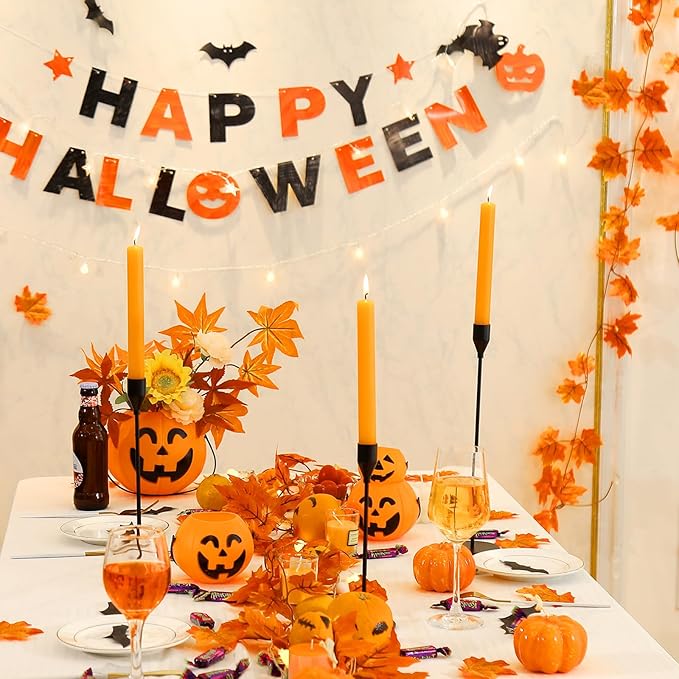 6Pcs Matte Black Candlestick Holders Set Fit 3/4" Tall Taper Candle Home Decorative Table Centerpieces for Family Dinning, Party Decoration