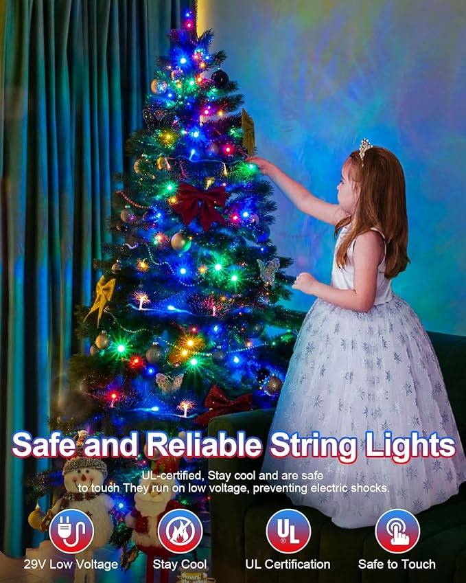 Multicolor Christmas String Lights,Total 250FT 760 LED Indoor Outdoor Clear Wire, Christmas Lights for Bedroom, Timer & Memory, Plug in Fairy Lights for Tree Outside Xmas Holiday Decorations