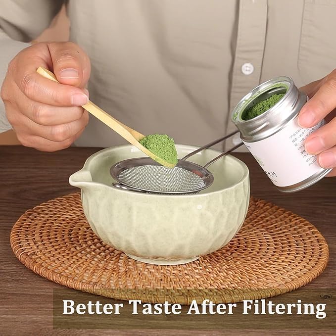 Matcha whisk Sets,Japanese Matcha Set,Matcha Bowl with Spout,Matcha Whisk and Holder,Bamboo Scoop,Sifter - 6 Pcs Tea Set for Matcha Lover,Tea Ceremony,Thanksgiving,Christmas gifts(Green)