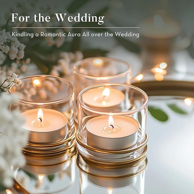 Unscented Palm Tea Lights Candles 100 Pack Bulk, 6 to 7 Hours Long Burning White Tea Lights,Non-Paraffin, Smokeless, Mini Tealight Candles for Wedding, Christmas Lights, Party, Power Outages