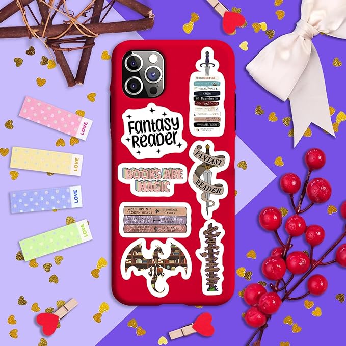 BulbaCraft 100Pcs Fantasy Book Stickers for Water Bottle and Laptop - Fantasy Book Party Favors & Decorations, Waterproof Vinyl Decals, Gifts for Women & Men