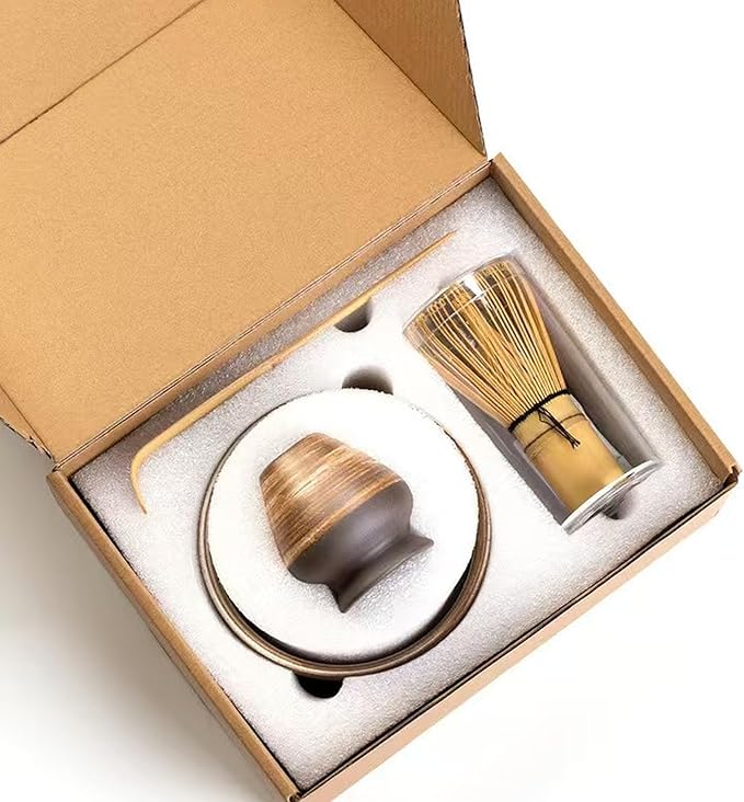 Ceramic Matcha Whisk Set, Complete Matcha Set-8PCS for Ceremonial Grade Matcha, Tea Gifts for Tea Lovers for Christmas, Birthday, Halloween (Cappuccino Color)