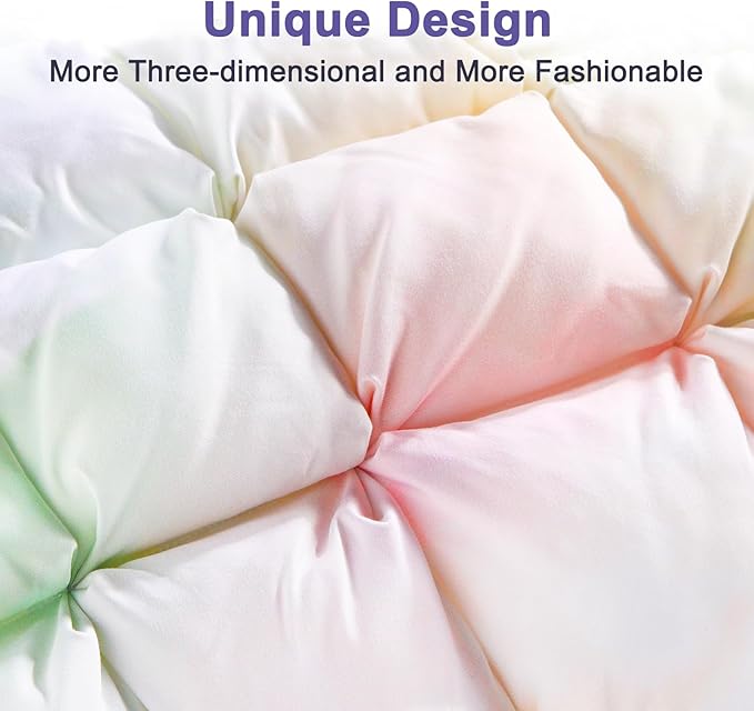 YOUR MOON Super Support Soft Down-Alternative Pillow King Size, Fluffy Soft Luxury Hotel Gel Sleeping Pillows, Bed Pillows for Side Sleepers(Rainbow)