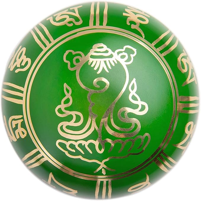 Tibetan Singing Bowl Set - Authentic Handcrafted Mindfulness Meditation Holistic Sound 7 Chakra Healing by Himalayan Bazaar (Emerald)