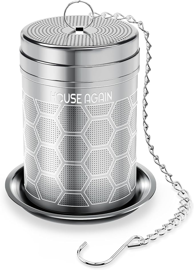 House Again Tea Infusers, Extra Fine Mesh Tea Strainers for Loose Tea, Updated Slim Threaded Lid & 304 Stainless Steel, Filter Bags Diffusers, Loose Leaf Tea Steeper for Brew Tea Spices & Seasonings