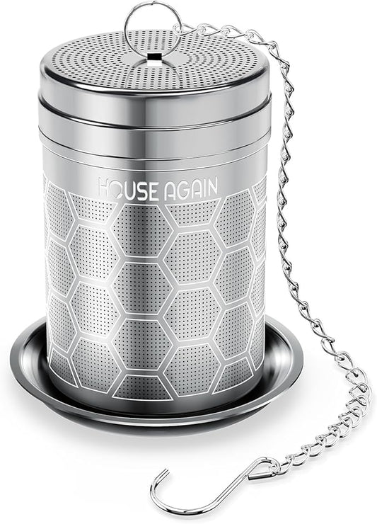 House Again Tea Infusers, Extra Fine Mesh Tea Strainers for Loose Tea, Updated Slim Threaded Lid & 304 Stainless Steel, Filter Bags Diffusers, Loose Leaf Tea Steeper for Brew Tea Spices & Seasonings