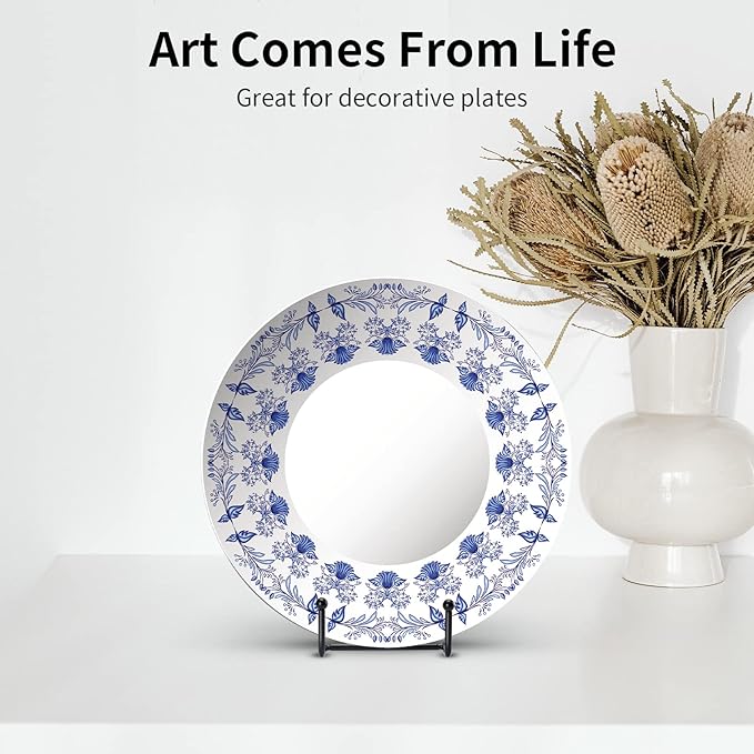 Kruodop 3 Pack 6 Inch Plate Stands for Display, Plate Holder Display Stand, Picture Frame Stand Black Metal Frame Holder Stands for Book,Small Easel,Decorative Plate,Photo and Platter,Tabletop Art