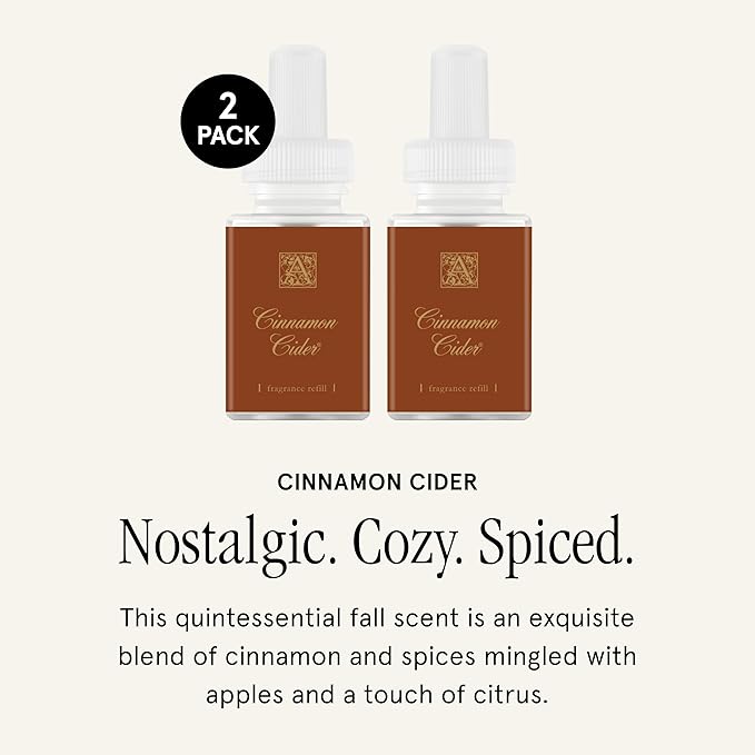 Pura & Aromatique Home Scent Refill - Smart Home Air Diffuser Fragrance - Up to 120-Hours of Luxury Fragrance per Refill - Household Essential - Clean Diffuser - Cinnamon Cider, 2 Pack