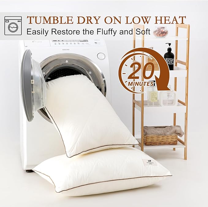 YOUR MOON Organic Wool Pillow King Size, Soft Breathable Support Bed Pillows for Sleeping, Luxury Down Alternative Pillow for Side & Back Sleepers, 100% Cotton Cover, Natural Wool Filling (Off White)